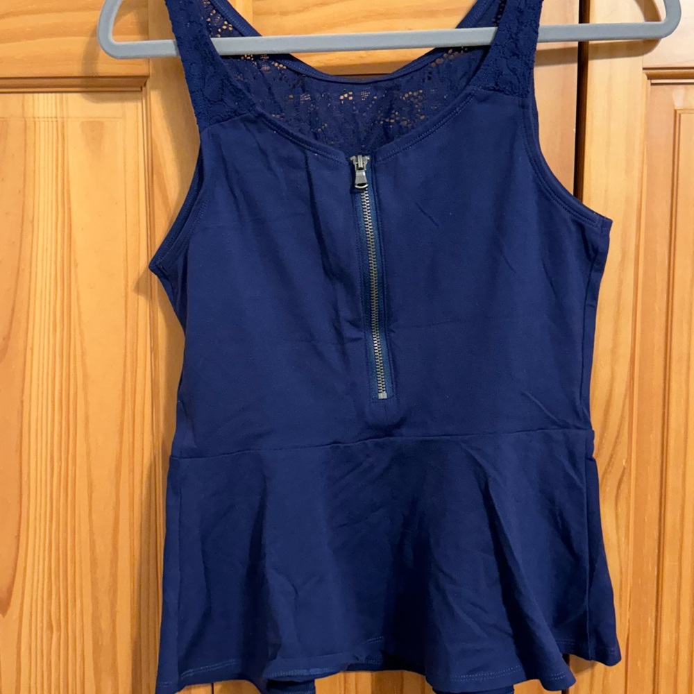 Express Peplum Deep Blue Top - Picture 2 of 3